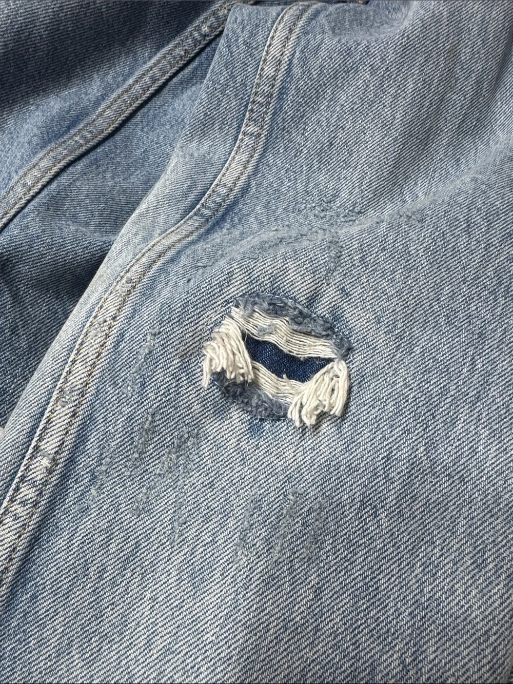 Levi’s Trucker Jean Jacket Upcycled, Distressed, Grunge Size Medium